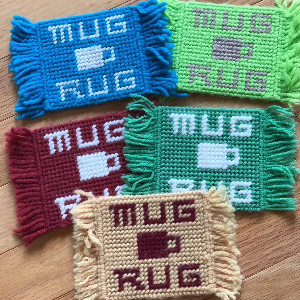 Vintage Mug Rug Handmade Coaster Set of 5